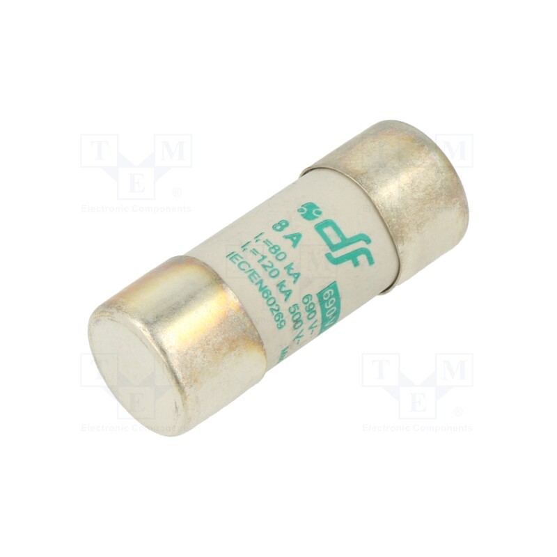 1 pcs x DF ELECTRIC - 442208 - Fuse: fuse, aM, 8A, 690VAC, ceramic,cylindrical,industrial