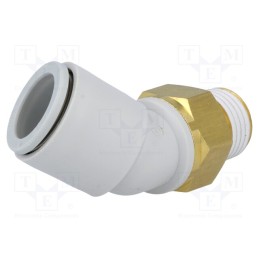 1 pcs x SMC-KQ2K12-02AS - Push-in fitting, threaded,angled 45°, -1÷10bar, Thread: R 1/4'