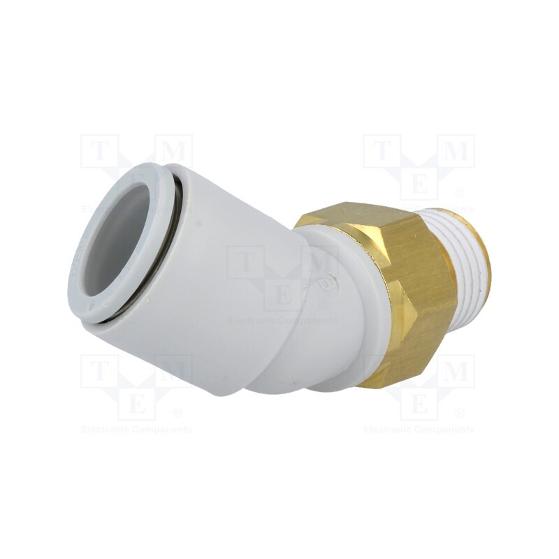 1 pcs x SMC-KQ2K12-02AS - Push-in fitting, threaded,angled 45°, -1÷10bar, Thread: R 1/4'