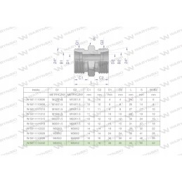 Metric hydraulic connector bb m52x2 42l x g w