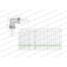 Metric hydraulic elbow bb m36x2 28l x w