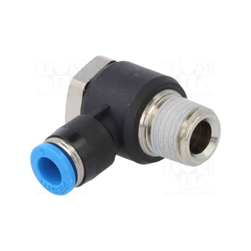 1 pcs x FESTO-153088 - Push-in fitting, angled 90°, -0.95÷6bar, Gasket: NBR rubber, QS