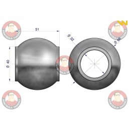 Top connector ball, hardness, category 3, 60x32x51 Warynski