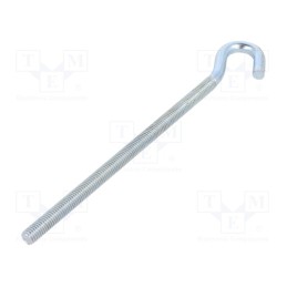 1 pcs x DROMET - HZ.8185 - Hook, angular, steel, zinc, Thread len: 145mm, Overall len: 185mm