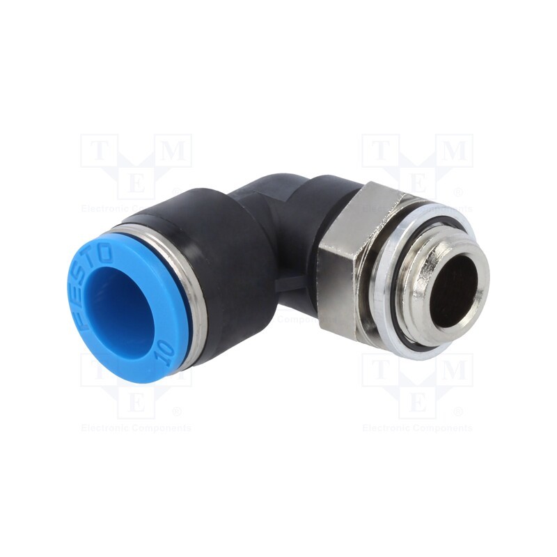 1 pcs x FESTO-186122 - Push-in fitting, angled 90°, -0.95÷6bar, Gasket: NBR rubber, QS