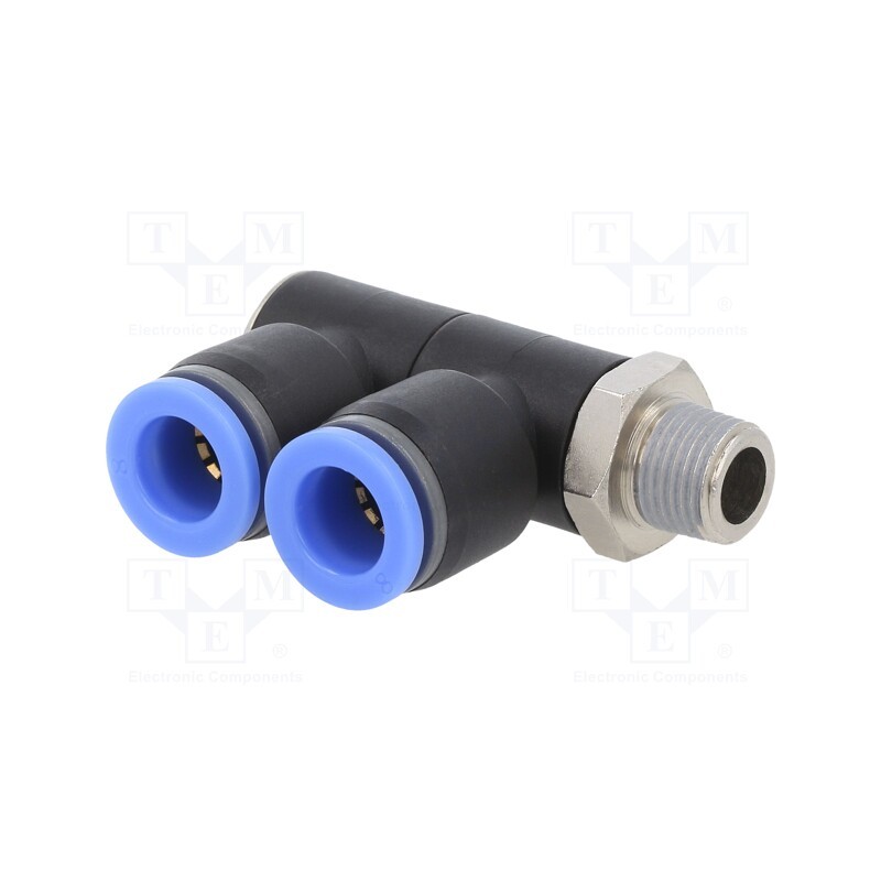 1 pcs x PNEUMAT-164.018-8 - Plug-in distributor, -0.95÷15bar, nickel plated brass,PBT