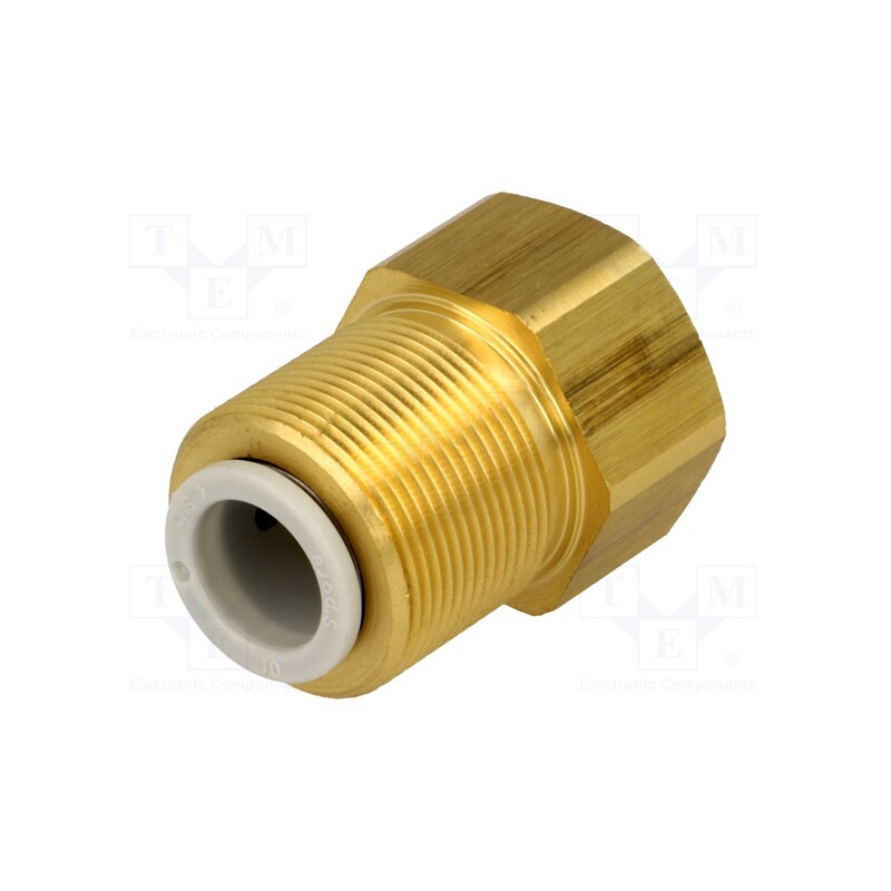 1 pcs x SMC-KQ2E10-03A - Push-in fitting, threaded,straight, -1÷10bar, brass, -5÷60°C