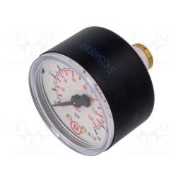 1 pcs x PNEUMAT-206-KD - Manometer, 0÷10bar, 50mm, non-aggressive liquids,inert gases