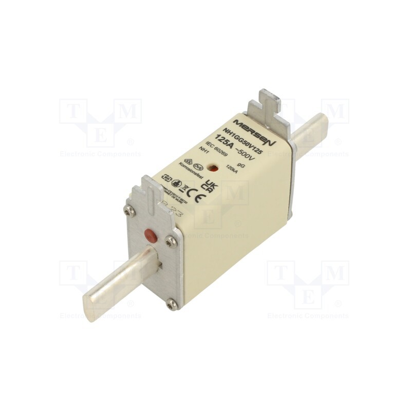1 pcs x MERSEN - NH1GG50V125 - Fuse: fuse, gG, 125A, 500VAC, 250VDC, ceramic,industrial, NH1
