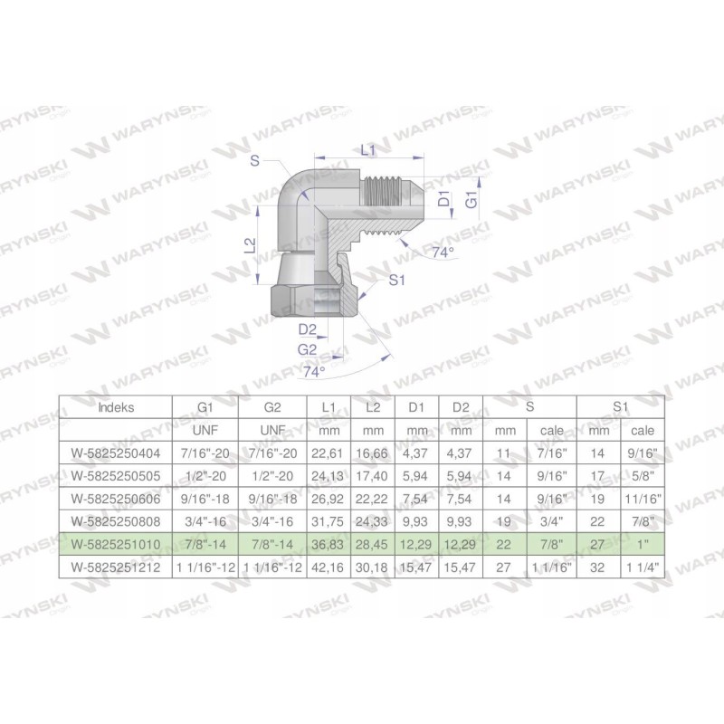 Hydraulic elbow inch ab 7 8 unf jic