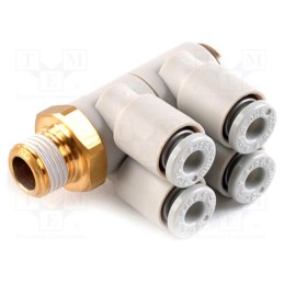 1 pcs x SMC-KQ2ZD08-03AS - Push-in fitting, threaded,angled 90°, -1÷10bar, Thread: R 3/8'
