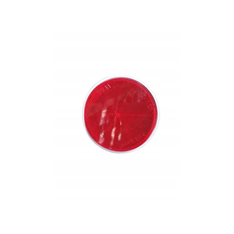Round red reflector on a screw
