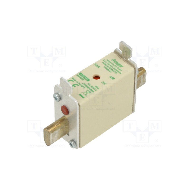 1 pcs x HAGER - LNH000010M6A - Fuse: fuse, aM, 10A, 690VAC, industrial, NH000