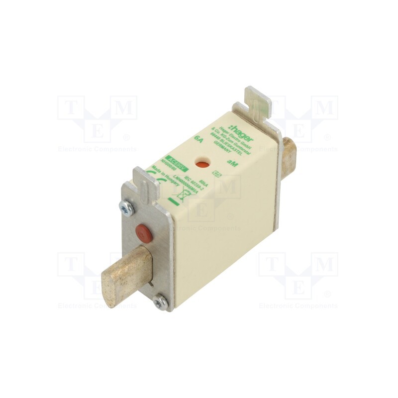 1 pcs x HAGER - LNH000006M6A - Fuse: fuse, aM, 6A, 690VAC, industrial, NH000