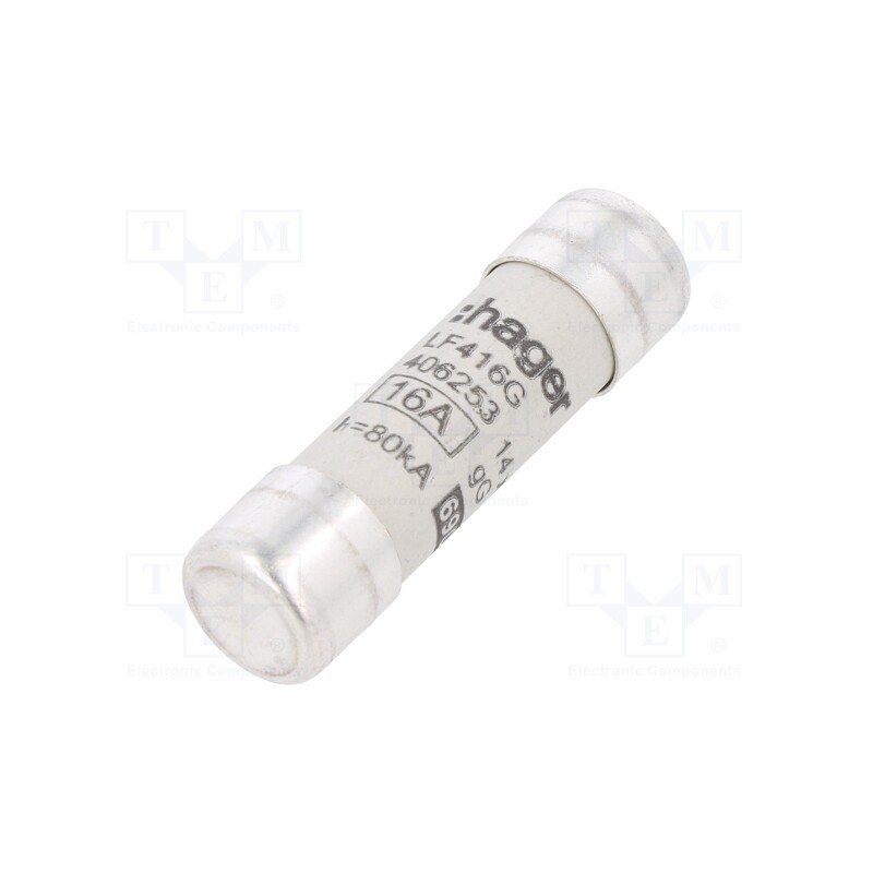 1 pcs x HAGER - LF416G - Fuse: fuse, gG, 16A, 690VAC, cylindrical,industrial, 14x51mm