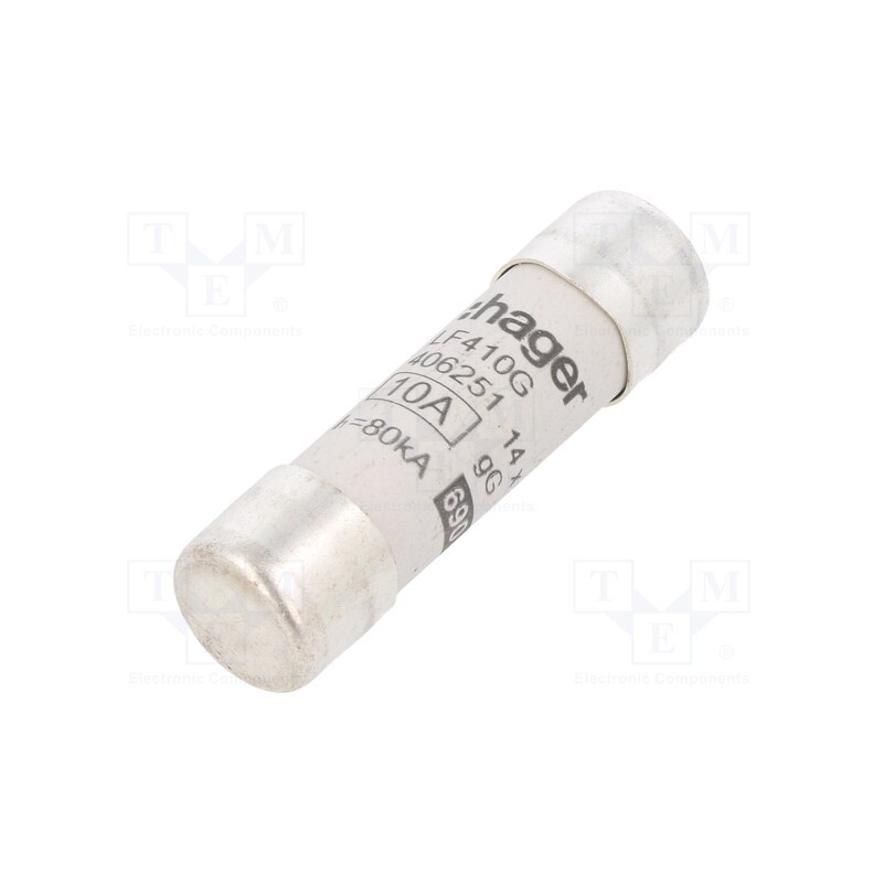1 pcs x HAGER - LF410G - Fuse: fuse, gG, 10A, 690VAC, cylindrical,industrial, 14x51mm