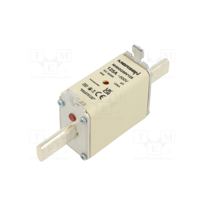 1 pcs x MERSEN - NH0GG50V125 - Fuse: fuse, gG, 125A, 500VAC, 250VDC, ceramic,industrial, NH0