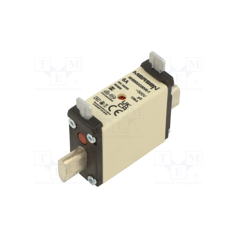 1 pcs x MERSEN - NH000GG50V6-1 - Fuse: fuse, gG, 6A, 500VAC, ceramic,industrial, NH000