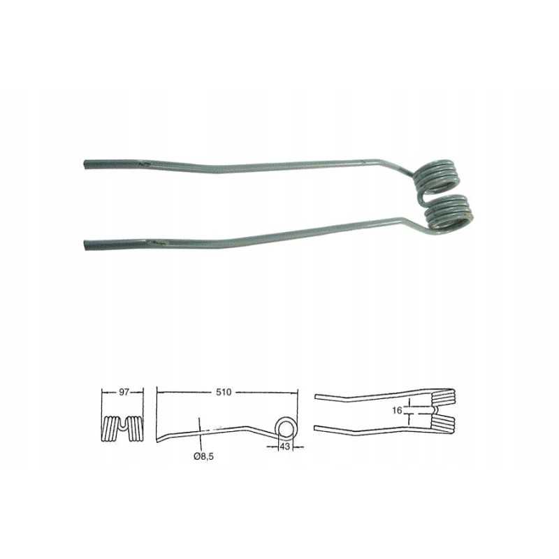 Pottinger rake tine right 436142 02690