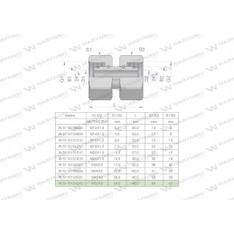 Metric hydraulic connector AA M52x2 42L Waryns