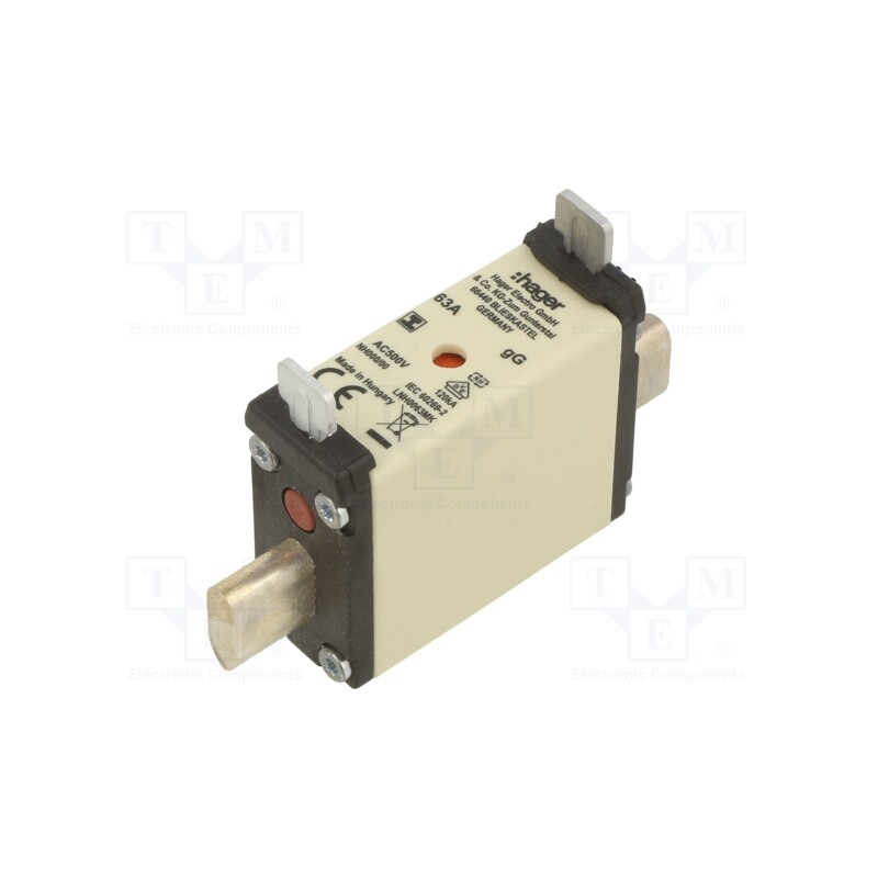 1 pcs x HAGER - LNH0063MK - Fuse: fuse, gG, 63A, 500VAC, industrial, NH000