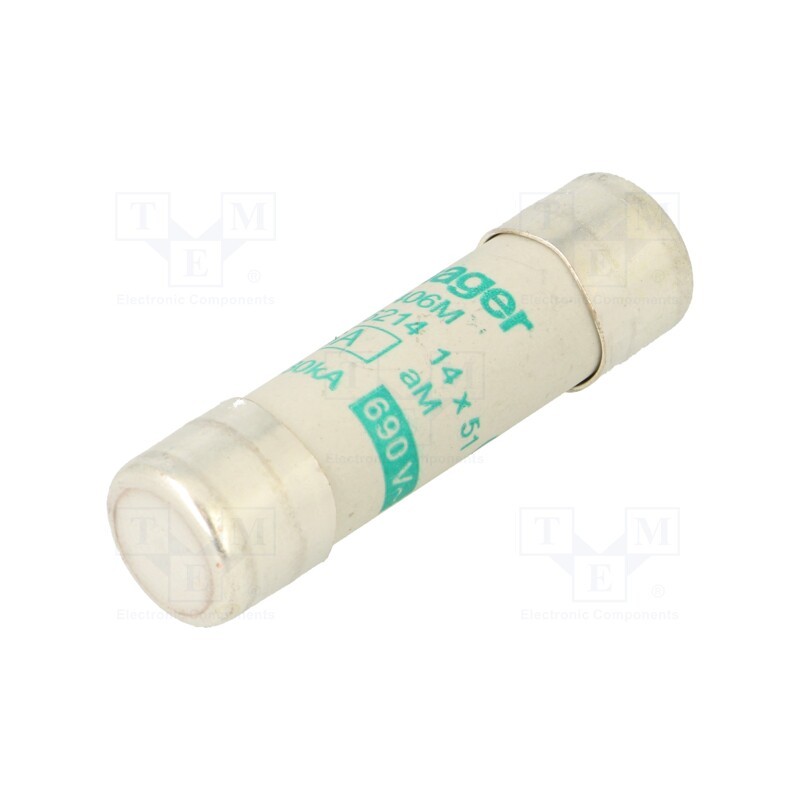 1 pcs x HAGER - LF406M - Fuse: fuse, aM, 6A, 690VAC, cylindrical,industrial, 14x51mm