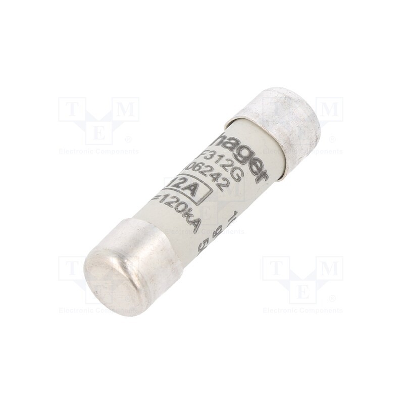 1 pcs x HAGER - LF312G - Fuse: fuse, gG,time-lag, 12A, 500VAC, cylindrical,industrial