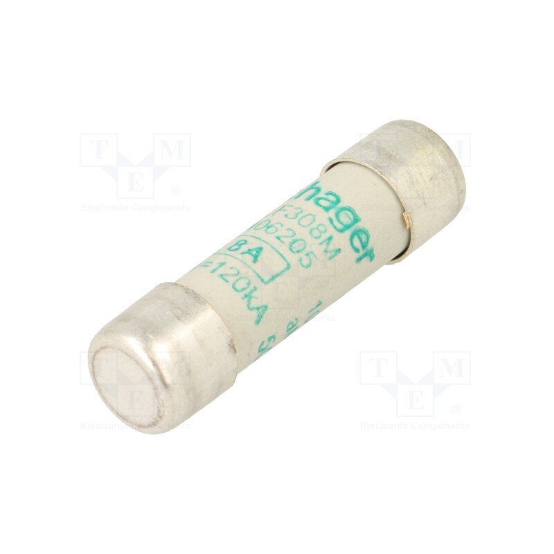 1 pcs x HAGER - LF308M - Fuse: fuse, aM,time-lag, 8A, 500VAC, cylindrical,industrial