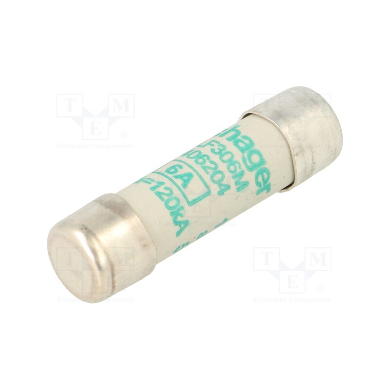 1 pcs x HAGER - LF306M - Fuse: fuse, aM,time-lag, 6A, 500VAC, cylindrical,industrial