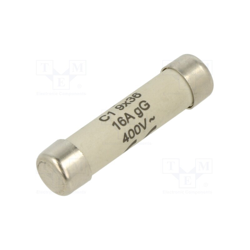 1 pcs x HAGER - L936C1-16 - Fuse: fuse, gG, 16A, 400VAC, cylindrical,industrial, 9x36mm