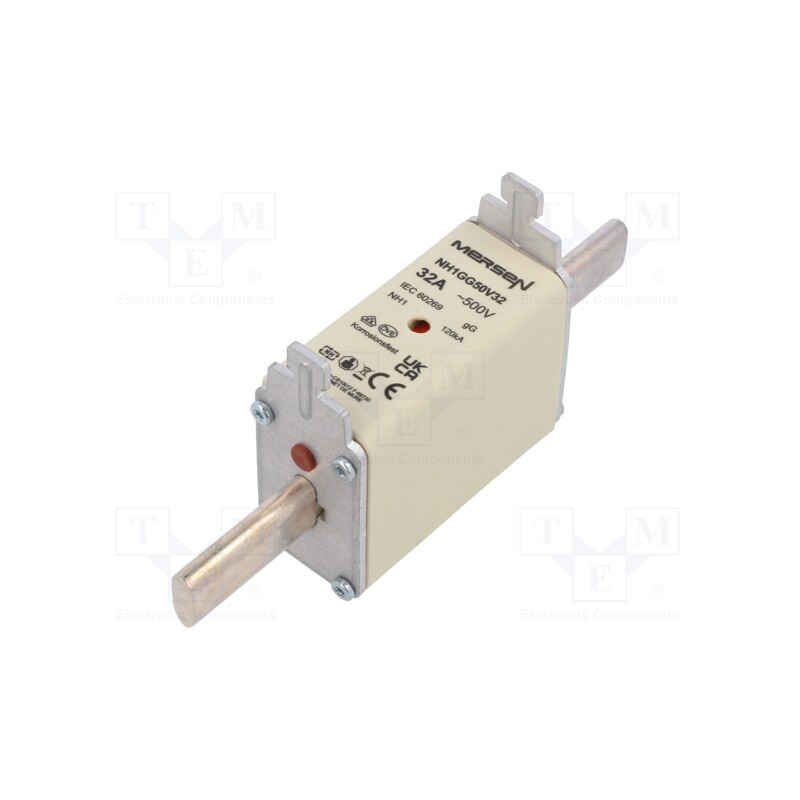 1 pcs x MERSEN - NH1GG50V32 - Fuse: fuse, gG, 32A, 500VAC, 250VDC, ceramic,industrial, NH1