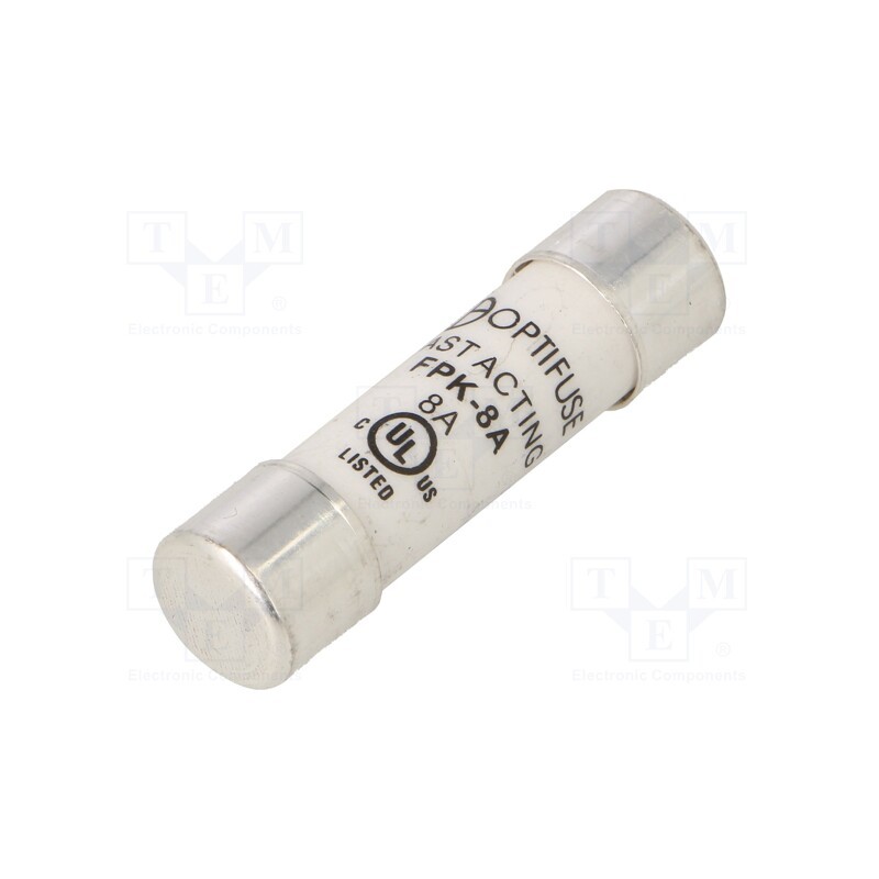 1 pcs x OPTIFUSE - FPK-8A - Fuse: fuse, quick blow, 8A, 600VAC, 600VDC, cylindrical,industrial
