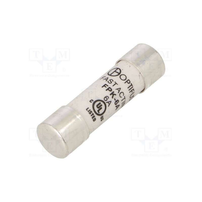 1 pcs x OPTIFUSE - FPK-6A - Fuse: fuse, quick blow, 6A, 600VAC, 600VDC, cylindrical,industrial