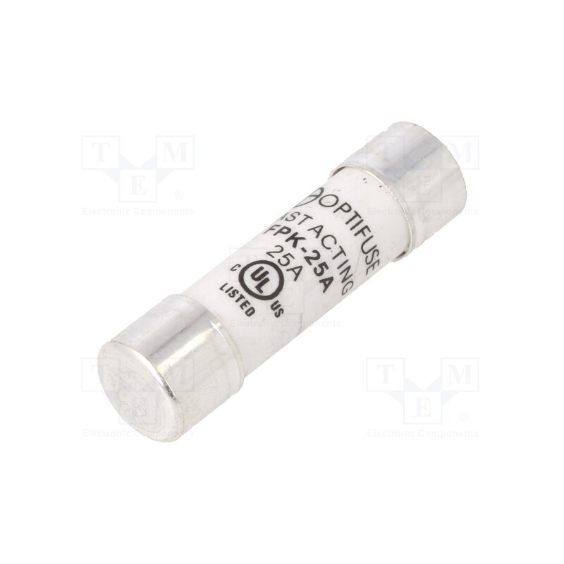 1 pcs x OPTIFUSE - FPK-25A - Fuse: fuse, quick blow, 25A, 600VAC, 600VDC, 10.3x38mm