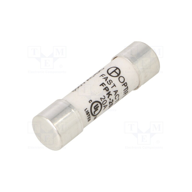 1 pcs x OPTIFUSE - FPK-20A - Fuse: fuse, quick blow, 20A, 600VAC, 600VDC, 10.3x38mm