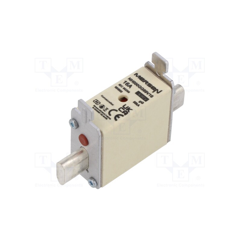 1 pcs x MERSEN - NH000GG69V16 - Fuse: fuse, gG, 16A, 690VAC, 250VDC, ceramic,industrial, NH000