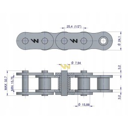 Roller chain 80sp r1 1 5m Warynski