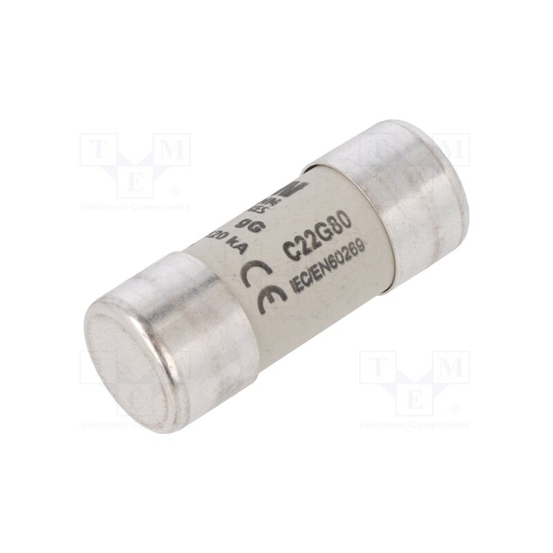 1 pcs x BUSSMANN - C22G80 - Fuse: fuse, gG, 80A, 500VAC, ceramic,cylindrical,industrial