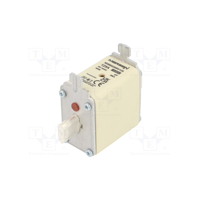 1 pcs x MERSEN - NH00GG69V125 - Fuse: fuse, gG, 125A, 690VAC, 250VDC, ceramic,industrial, NH00
