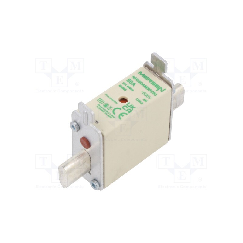 1 pcs x MERSEN - NH000AM50V80 - Fuse: fuse, aM, 80A, 500VAC, ceramic,industrial, NH000