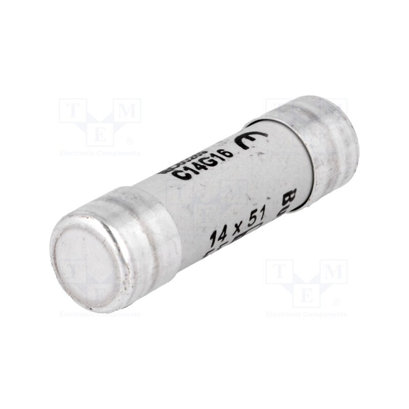 1 pcs x BUSSMANN - C14G16 - Fuse: fuse, 16A, 690VAC, ceramic,cylindrical,industrial, 14x51mm