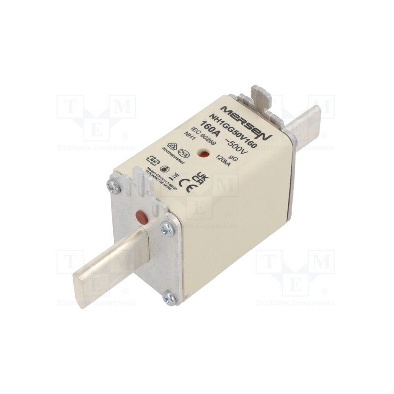 1 pcs x MERSEN - NH1GG50V160 - Fuse: fuse, gG, 160A, 500VAC, 250VDC, ceramic,industrial, NH1
