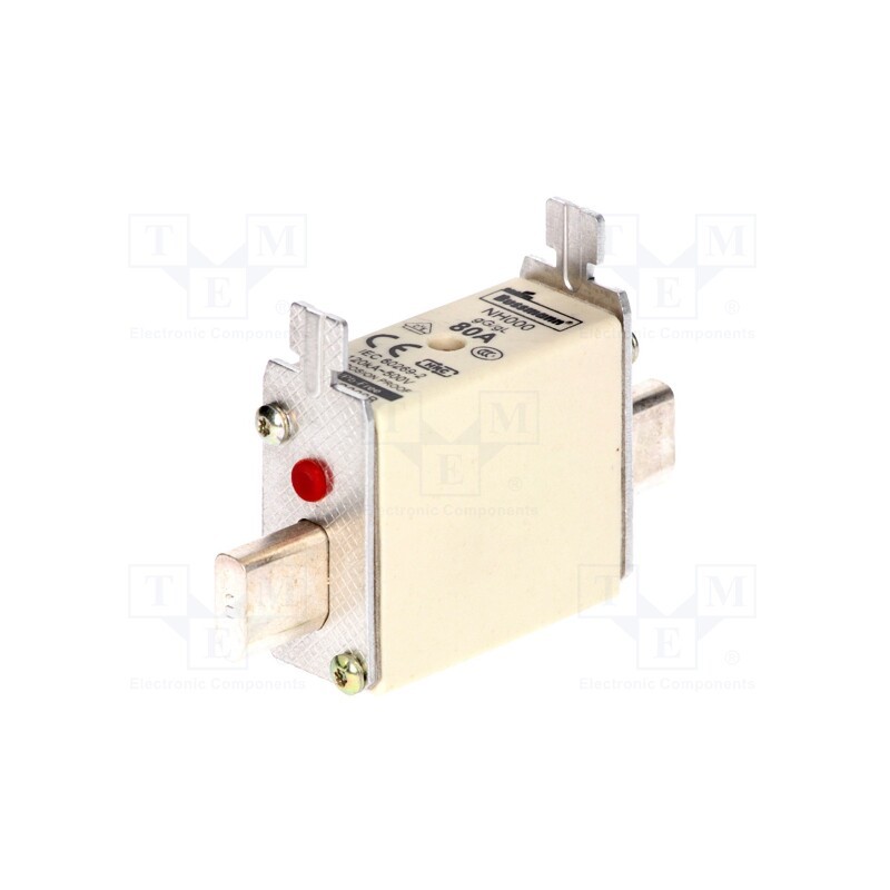 1 pcs x BUSSMANN - 80NHG000B - Fuse: fuse, 80A, 500VAC, 250VDC, ceramic,industrial, NH000
