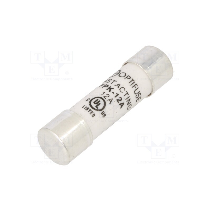 1 pcs x OPTIFUSE - FPK-12A - Fuse: fuse, quick blow, 12A, 600VAC, 600VDC, 10.3x38mm