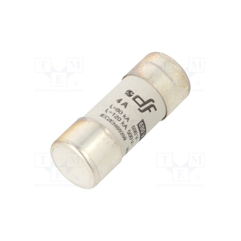 1 pcs x DF ELECTRIC - 422104 - Fuse: fuse, gG, 4A, 690VAC, 440VDC, ceramic,cylindrical,industrial