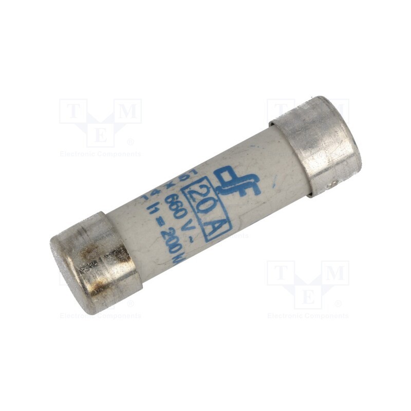 1 pcs x DF ELECTRIC - 491245 - Fuse: fuse, aR, 20A, 690VAC, ceramic,cylindrical,industrial