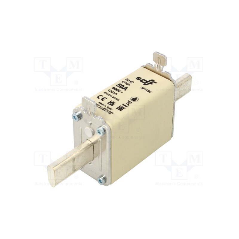 1 pcs x DF ELECTRIC - 381150 - Fuse: fuse, gG, 50A, 500VAC, 250VDC, ceramic, NH0