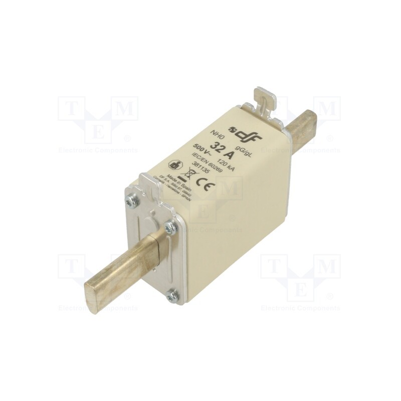 1 pcs x DF ELECTRIC - 381135 - Fuse: fuse, gG, 32A, 500VAC, 250VDC, ceramic, NH0