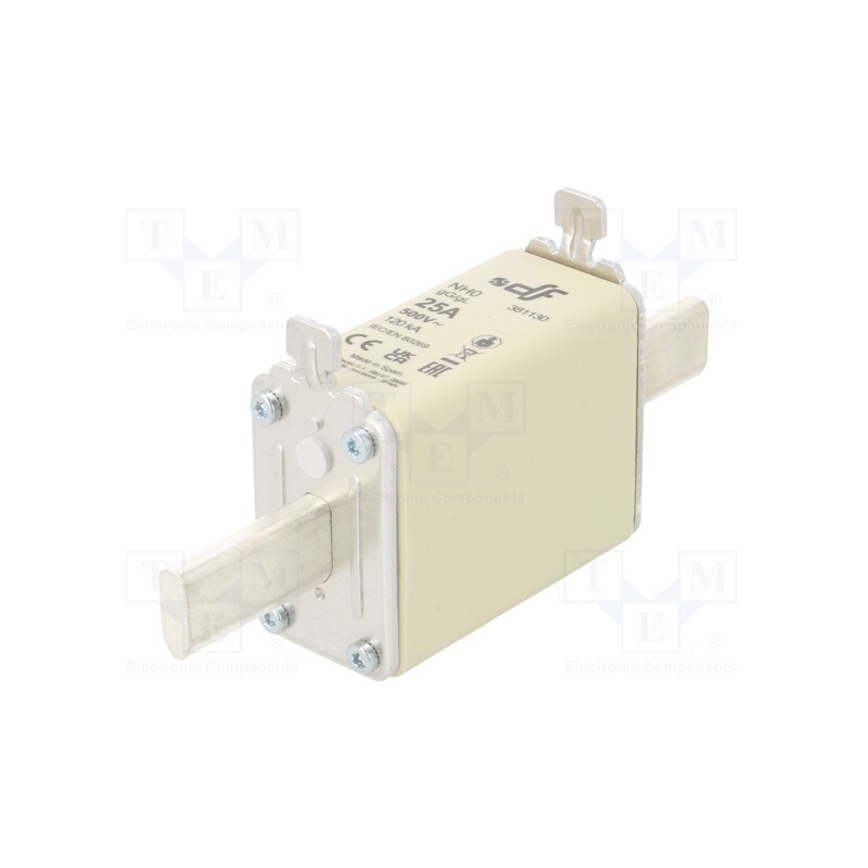 1 pcs x DF ELECTRIC - 381130 - Fuse: fuse, gG, 25A, 500VAC, 250VDC, ceramic, NH0