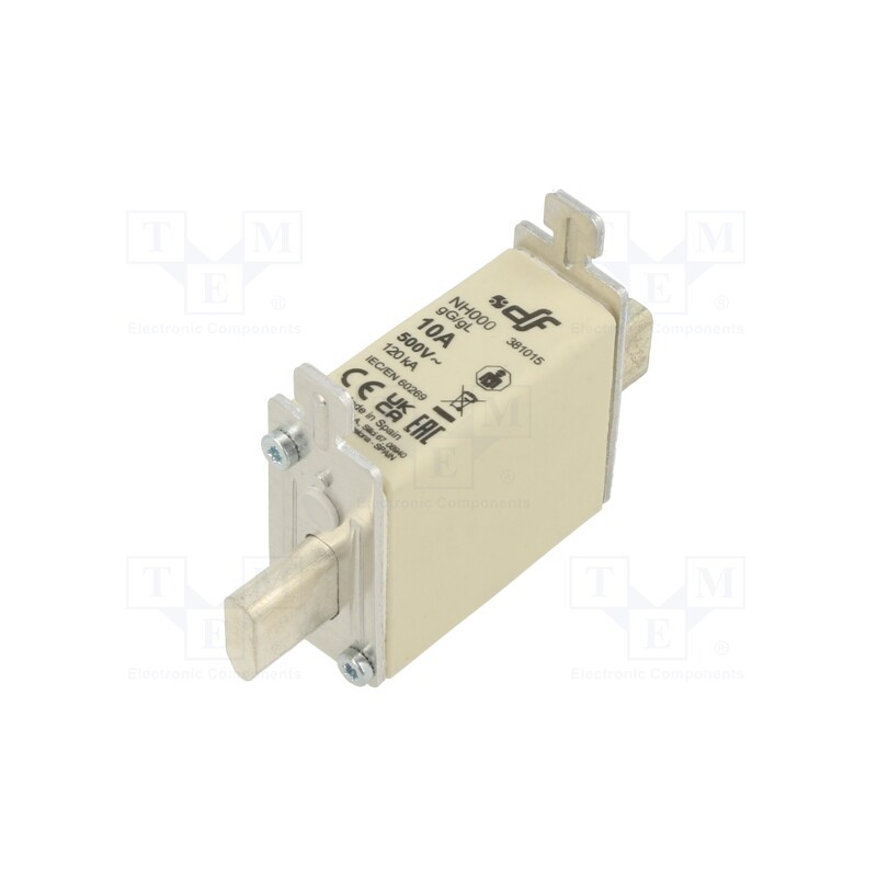 1 pcs x DF ELECTRIC - 381015 - Fuse: fuse, gG, 10A, 500VAC, 250VDC, ceramic, NH000